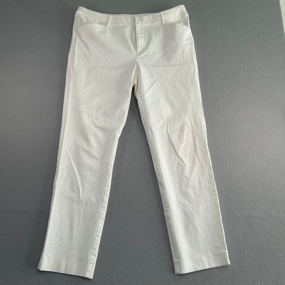 Charter Club Newport Slim Pants Womens 12 White Cotton Blend Straight Leg